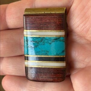 Elegant Turquoise and Wood Money Clip